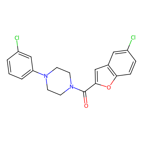 (5-Chloro-1-benzofuran-2-yl)[4-(3-chlorophenyl)piperazin-1-yl]methanone structure