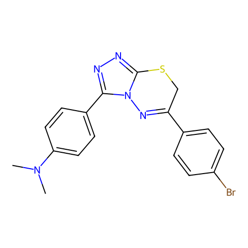 4-[6-(4-bromophenyl)-7H-[1,2,4]triazolo[3,4-b][1,3,4]thiadiazin-3-yl]-N,N-dimethylaniline structure