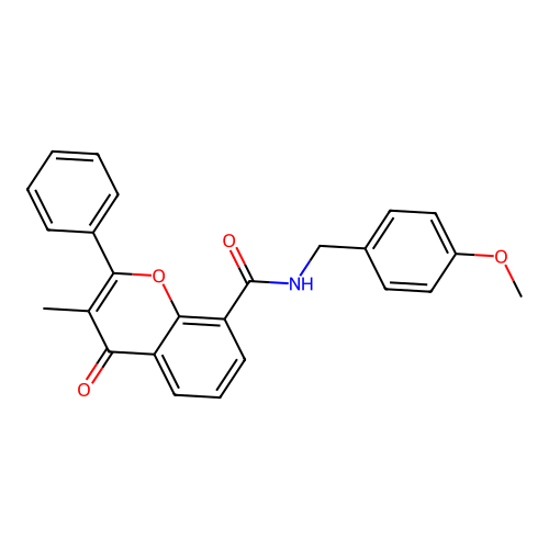 N-(4-methoxybenzyl)-3-methyl-4-oxo-2-phenyl-4H-chromene-8-carboxamide structure