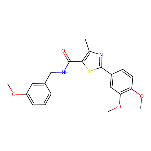 2-(3,4-dimethoxyphenyl)-N-(3-methoxybenzyl)-4-methyl-1,3-thiazole-5-carboxamide structure