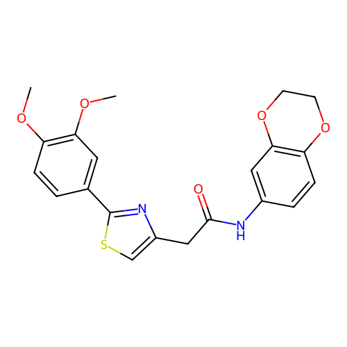 N-(2,3-dihydro-1,4-benzodioxin-6-yl)-2-[2-(3,4-dimethoxyphenyl)-1,3-thiazol-4-yl]acetamide structure