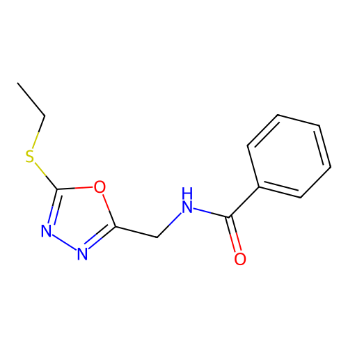 N-[(5-ethylsulfanyl-1,3,4-oxadiazol-2-yl)methyl]benzamide structure