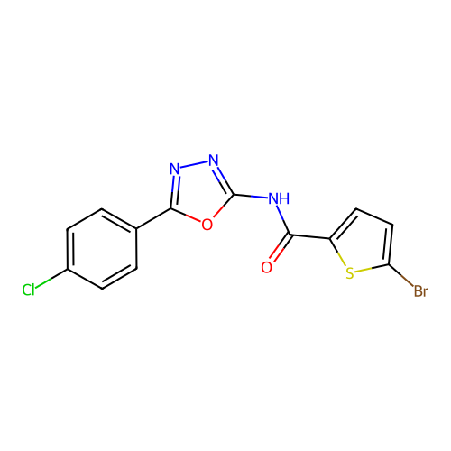 5-bromo-N-[5-(4-chlorophenyl)-1,3,4-oxadiazol-2-yl]thiophene-2-carboxamide structure