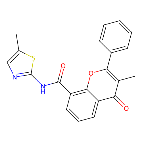 3-methyl-N-(5-methylthiazol-2-yl)-4-oxo-2-phenyl-4H-chromene-8-carboxamide structure