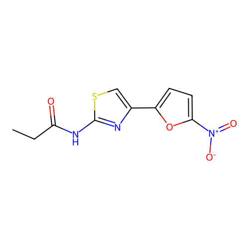 N-[4-(5-nitrofuran-2-yl)-1,3-thiazol-2-yl]propanamide structure