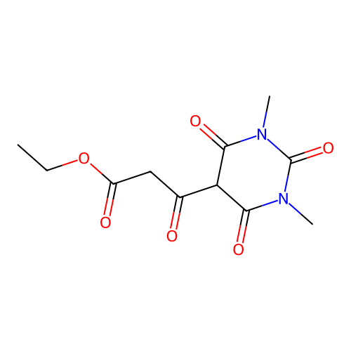 Ethyl 3-(1,3-dimethyl-2,4,6-trioxohexahydropyrimidin-5-yl)-3-oxopropanoate structure