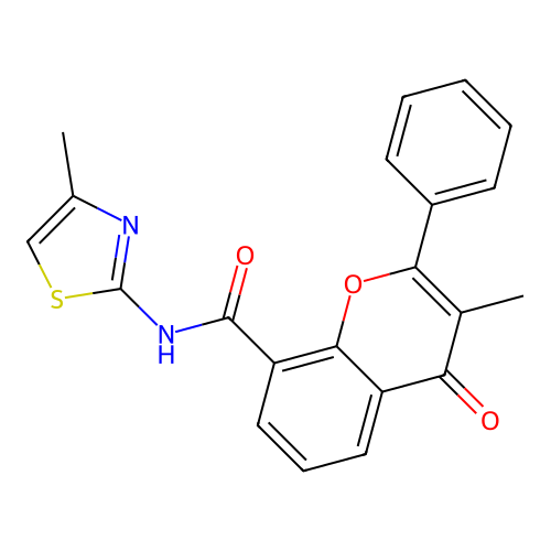 3-methyl-N-(4-methylthiazol-2-yl)-4-oxo-2-phenyl-4H-chromene-8-carboxamide structure