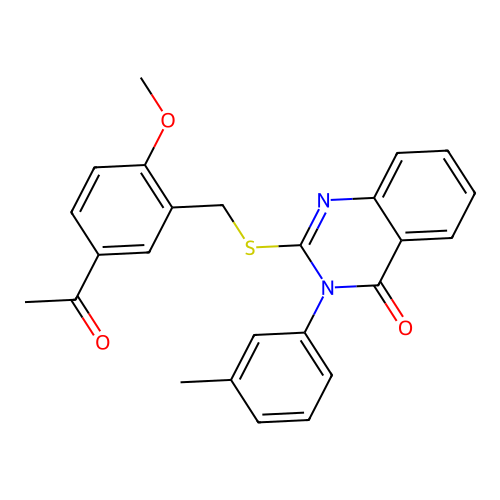 2-[(5-Acetyl-2-methoxyphenyl)methylsulfanyl]-3-(3-methylphenyl)quinazolin-4-one structure
