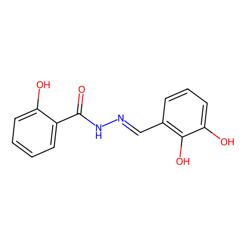 2-hydroxy-N'-[(5-hydroxy-6-oxo-1-cyclohexa-2,4-dienylidene)methyl]benzohydrazide structure