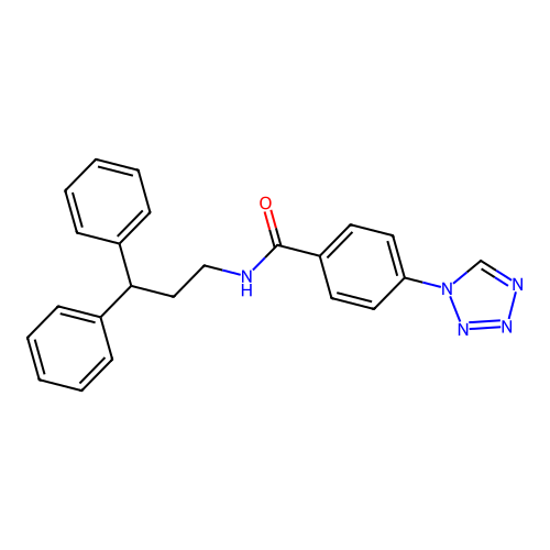 N-(3,3-diphenylpropyl)-4-(1H-tetrazol-1-yl)benzamide structure