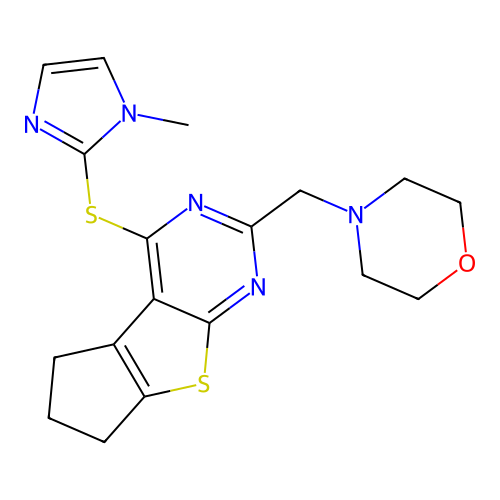12-[(1-methyl-1H-imidazol-2-yl)sulfanyl]-10-[(morpholin-4-yl)methyl]-7-thia-9,11-diazatricyclo[6.4.0.0^{2,6}]dodeca-1(12),2(6),8,10-tetraene structure