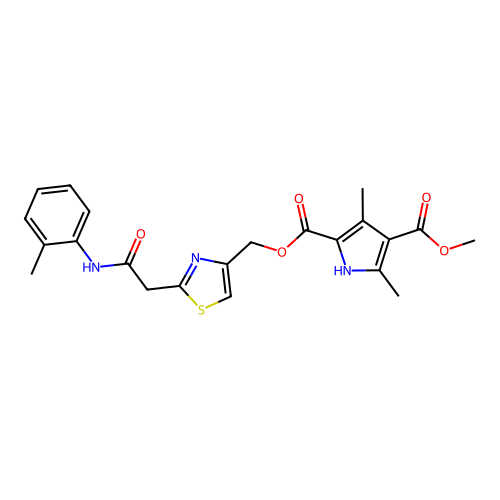 4-O-methyl 2-O-[[2-[2-(2-methylanilino)-2-oxoethyl]-1,3-thiazol-4-yl]methyl] 3,5-dimethyl-1H-pyrrole-2,4-dicarboxylate structure