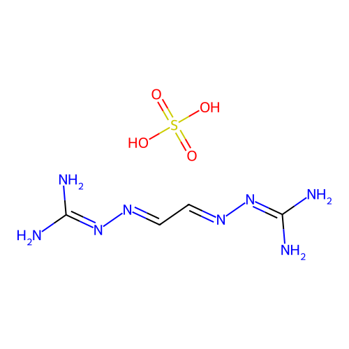 Hydrazinecarboximidamide, 2,2'-(1,2-ethanediylidene)bis-, sulfate structure