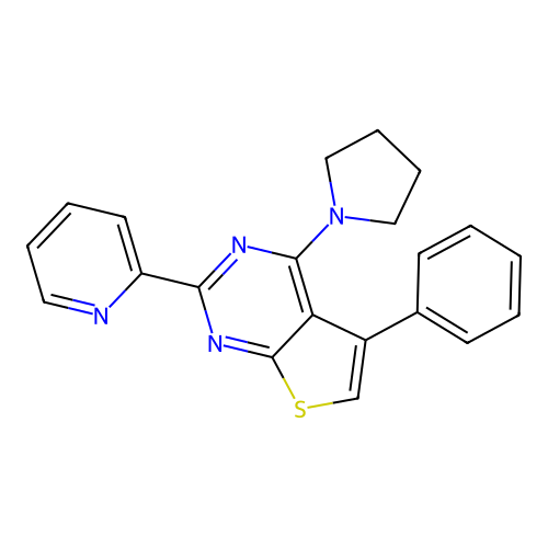 5-Phenyl-2-(2-pyridinyl)-4-(1-pyrrolidinyl)thieno[2,3-d]pyrimidine structure