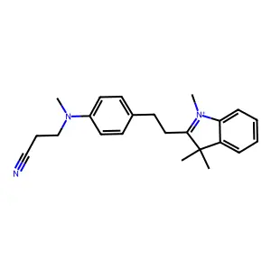 3-(methyl-(4-(2-(1,3,3-trimethylindol-1-ium-2-yl)ethyl)phenyl)amino)propanenitrile structure