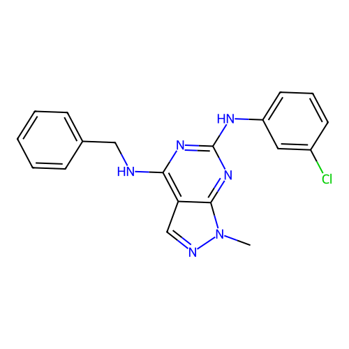 N4-benzyl-N6-(3-chlorophenyl)-1-methyl-1H-pyrazolo[3,4-d]pyrimidine-4,6-diamine structure