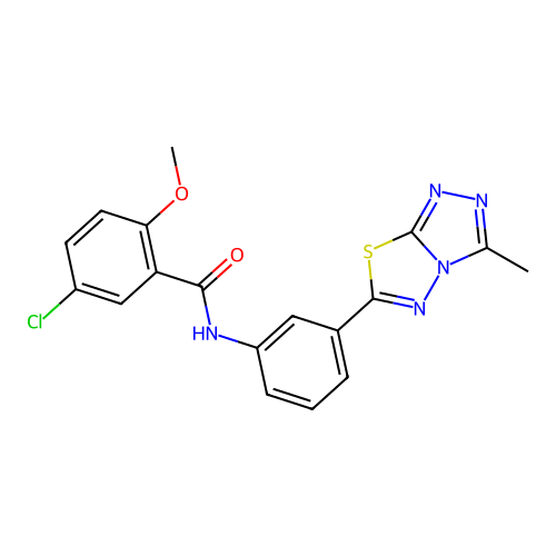 5-chloro-2-methoxy-N-[3-(3-methyl[1,2,4]triazolo[3,4-b][1,3,4]thiadiazol-6-yl)phenyl]benzamide structure