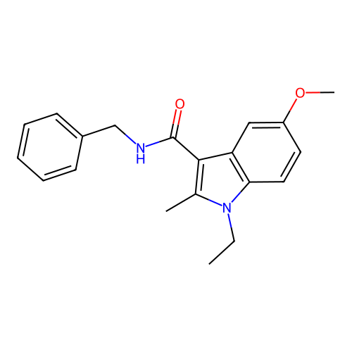 N-benzyl-1-ethyl-5-methoxy-2-methyl-1H-indole-3-carboxamide structure