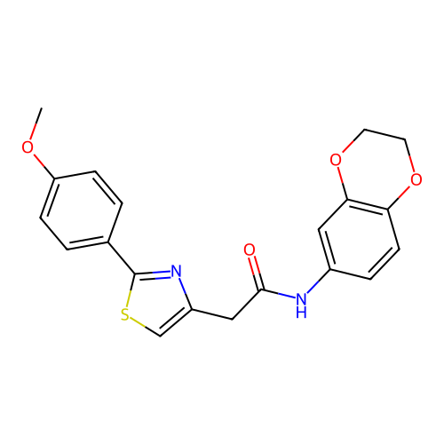 N-(2,3-dihydro-1,4-benzodioxin-6-yl)-2-[2-(4-methoxyphenyl)-1,3-thiazol-4-yl]acetamide structure
