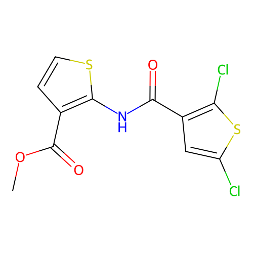Methyl 2-[(2,5-dichlorothiophene-3-carbonyl)amino]thiophene-3-carboxylate structure