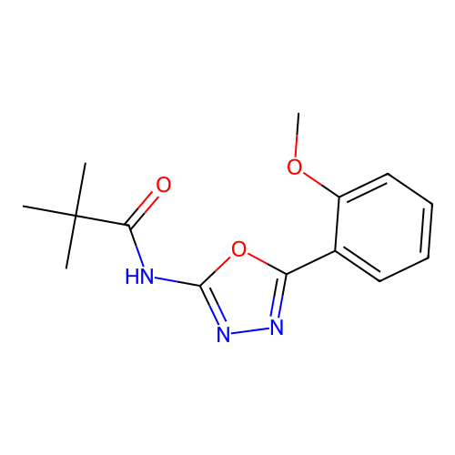 N-[5-(2-methoxyphenyl)-1,3,4-oxadiazol-2-yl]-2,2-dimethylpropanamide structure