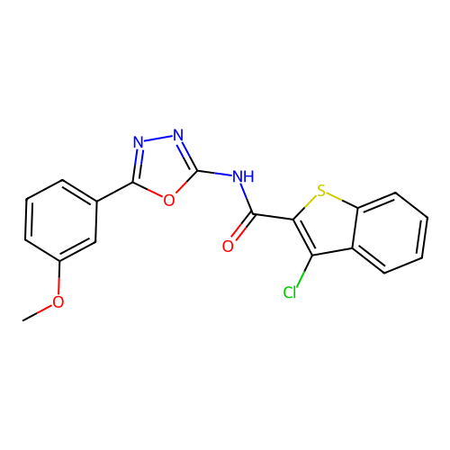 3-chloro-N-[5-(3-methoxyphenyl)-1,3,4-oxadiazol-2-yl]-1-benzothiophene-2-carboxamide structure