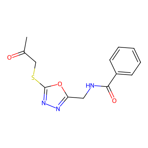 N-((5-((2-oxopropyl)thio)-1,3,4-oxadiazol-2-yl)methyl)benzamide structure