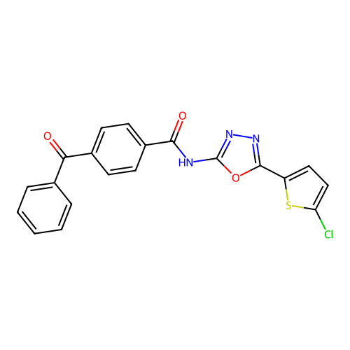 4-benzoyl-N-[5-(5-chlorothiophen-2-yl)-1,3,4-oxadiazol-2-yl]benzamide structure
