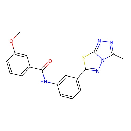 3-methoxy-N-(3-(3-methyl-[1,2,4]triazolo[3,4-b][1,3,4]thiadiazol-6-yl)phenyl)benzamide structure