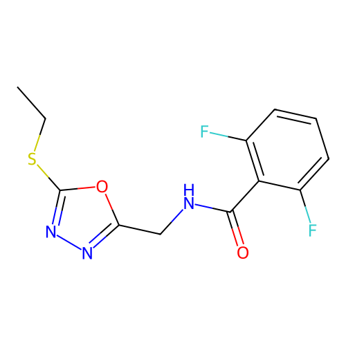 N-[(5-ethylsulfanyl-1,3,4-oxadiazol-2-yl)methyl]-2,6-difluorobenzamide structure
