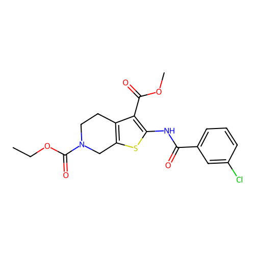 6-ethyl 3-methyl 2-(3-chlorobenzamido)-4,5-dihydrothieno[2,3-c]pyridine-3,6(7H)-dicarboxylate structure