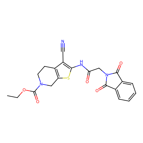 ethyl 3-cyano-2-(2-(1,3-dioxoisoindolin-2-yl)acetamido)-4,5-dihydrothieno[2,3-c]pyridine-6(7H)-carboxylate structure