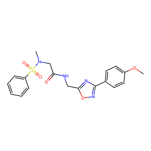 2-[benzenesulfonyl(methyl)amino]-N-[[3-(4-methoxyphenyl)-1,2,4-oxadiazol-5-yl]methyl]acetamide structure