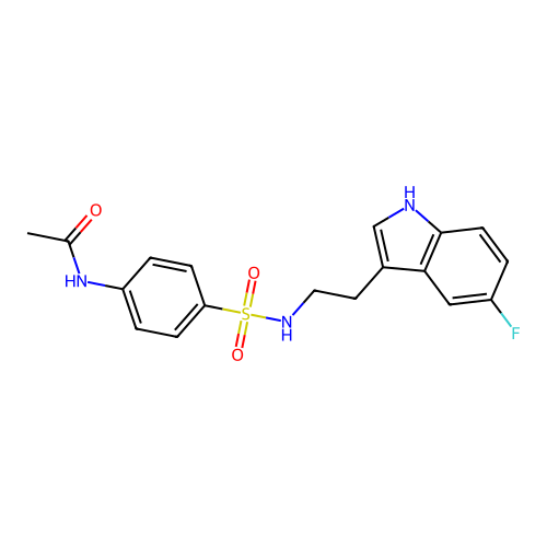 N-[4-[2-(5-fluoro-1H-indol-3-yl)ethylsulfamoyl]phenyl]acetamide structure