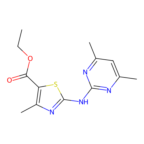 Ethyl 2-[(4,6-dimethylpyrimidin-2-yl)amino]-4-methyl-1,3-thiazole-5-carboxylate structure