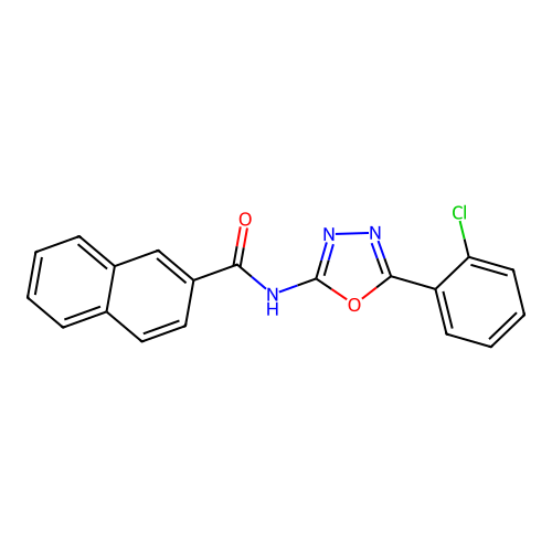 N-[5-(2-chlorophenyl)-1,3,4-oxadiazol-2-yl]naphthalene-2-carboxamide structure