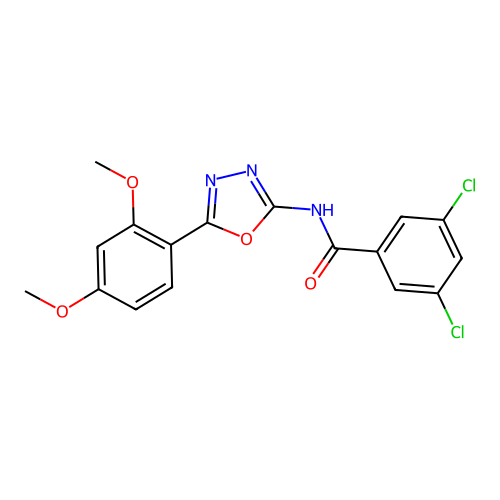 3,5-dichloro-N-[5-(2,4-dimethoxyphenyl)-1,3,4-oxadiazol-2-yl]benzamide structure