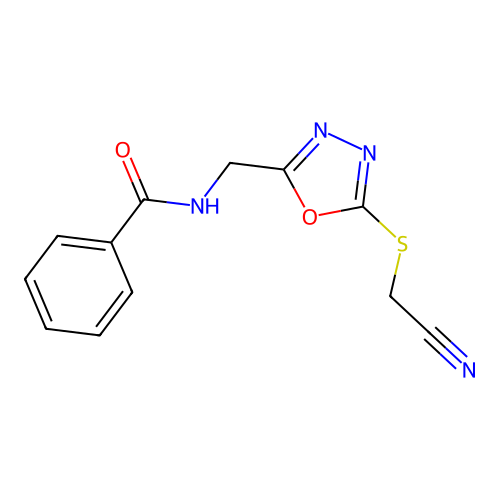 N-((5-((cyanomethyl)thio)-1,3,4-oxadiazol-2-yl)methyl)benzamide structure