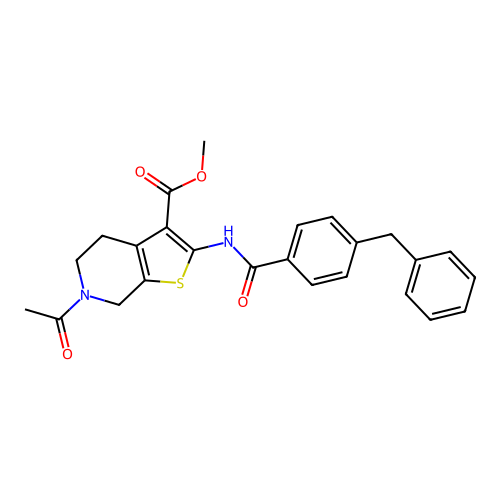 methyl 6-acetyl-2-(4-benzylbenzamido)-4,5,6,7-tetrahydrothieno[2,3-c]pyridine-3-carboxylate structure