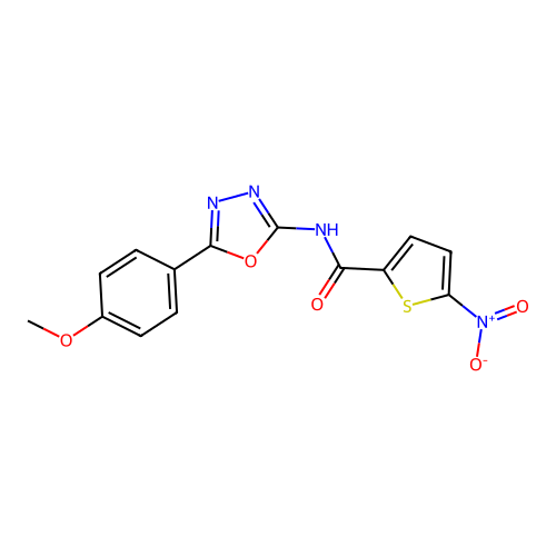 N-[5-(4-methoxyphenyl)-1,3,4-oxadiazol-2-yl]-5-nitrothiophene-2-carboxamide structure