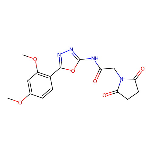 N-[5-(2,4-dimethoxyphenyl)-1,3,4-oxadiazol-2-yl]-2-(2,5-dioxopyrrolidin-1-yl)acetamide structure