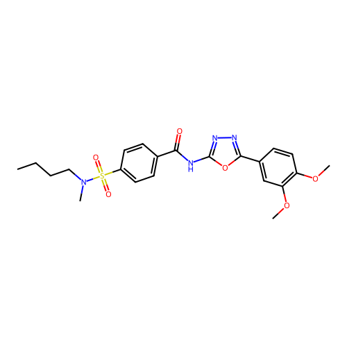 4-[butyl(methyl)sulfamoyl]-N-[5-(3,4-dimethoxyphenyl)-1,3,4-oxadiazol-2-yl]benzamide structure