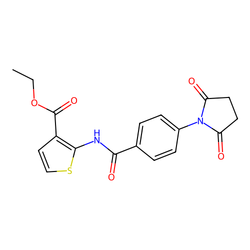 Ethyl 2-[4-(2,5-dioxopyrrolidin-1-yl)benzamido]thiophene-3-carboxylate structure