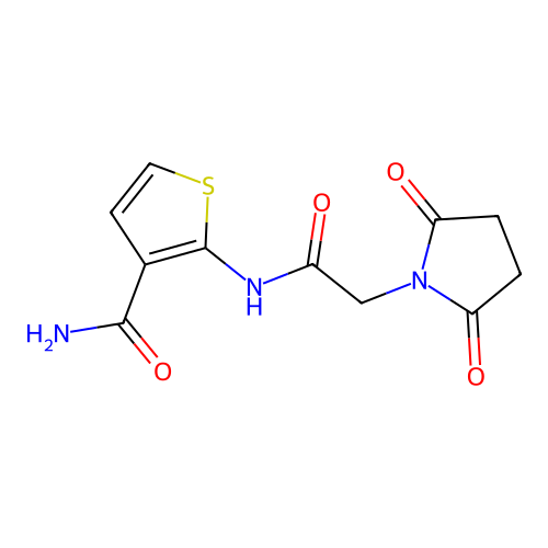 2-[2-(2,5-Dioxopyrrolidin-1-yl)acetamido]thiophene-3-carboxamide structure