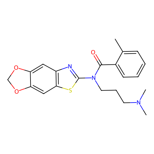 N-[3-(Dimethylamino)propyl]-N-1,3-dioxolo[4,5-f]benzothiazol-6-yl-2-methylbenzamide structure