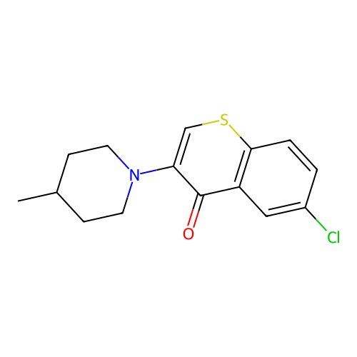 6-chloro-3-(4-methylpiperidin-1-yl)-4H-thiochromen-4-one structure