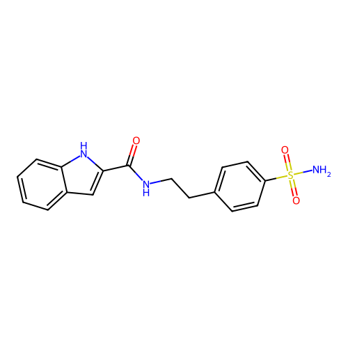 N-[2-(4-sulfamoylphenyl)ethyl]-1H-indole-2-carboxamide structure