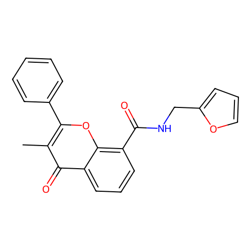 N-(furan-2-ylmethyl)-3-methyl-4-oxo-2-phenyl-4H-chromene-8-carboxamide structure