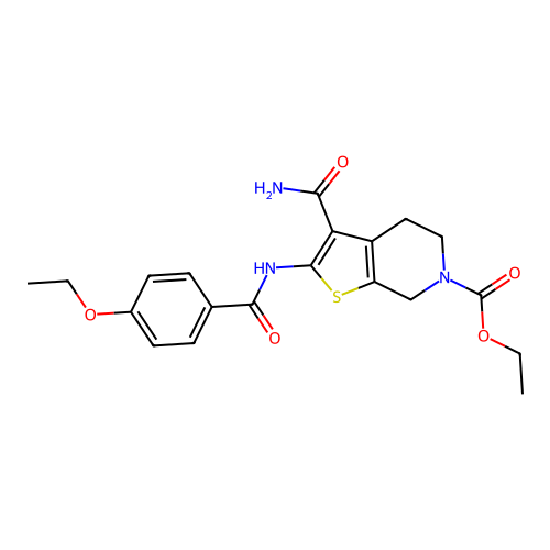 ethyl 3-carbamoyl-2-(4-ethoxybenzamido)-4,5-dihydrothieno[2,3-c]pyridine-6(7H)-carboxylate structure