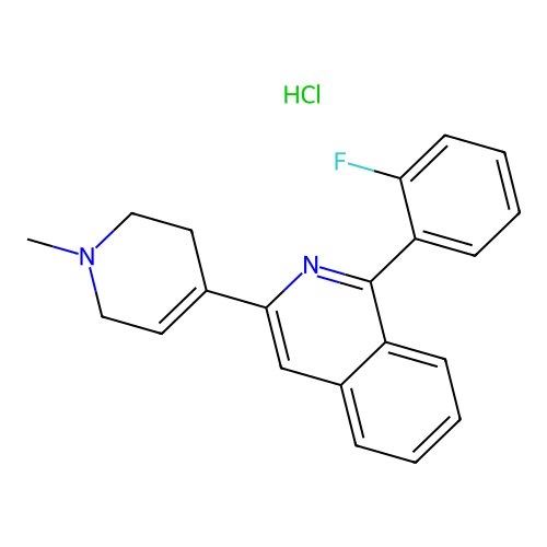 Isoquinoline, 1-(2-fluorophenyl)-3-(1-methyl-1,2,5,6-tetrahydro-4-pyridinyl)-, hydrochloride structure